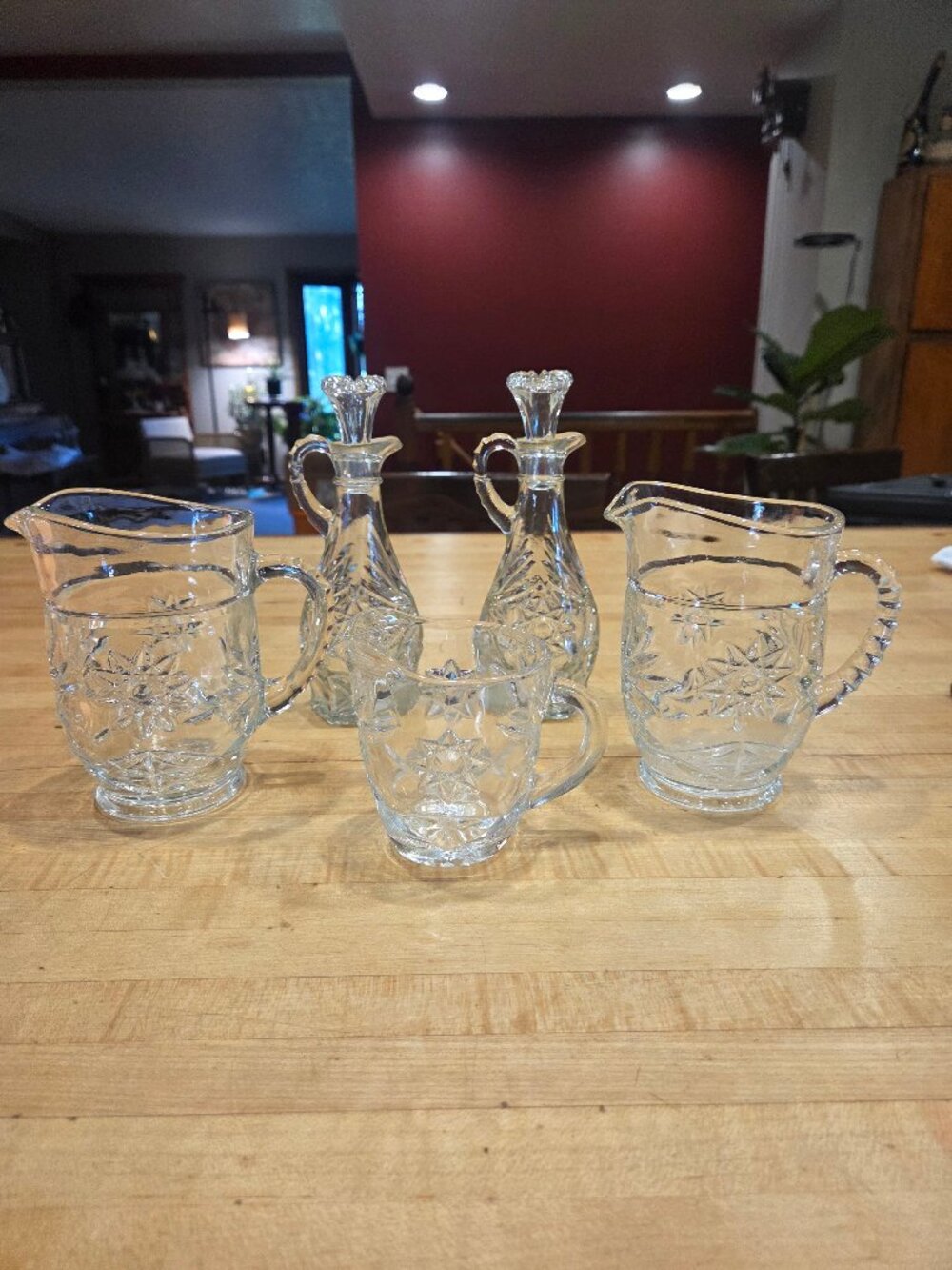 Vintage Anchor Hocking EAPC Star of David 5 Piece Table Serving Set